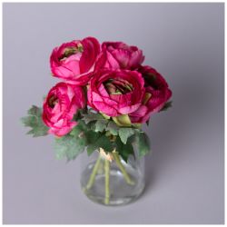 БУКЕТ ИСКУССТВЕННЫХ ЦВЕТОВ В КРУГЛОЙ ВАЗЕ ВЫСОТА= 16СМ (МАЛ=8ШТ./КОР=64ШТ.)