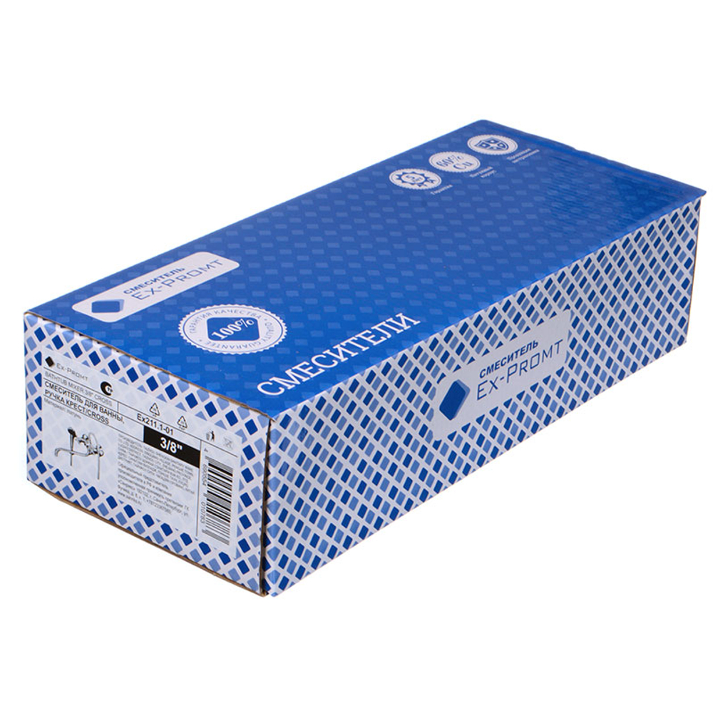 Смеситель для ванны Ex-Promt пластик ручка Крест/Cross 3/8" керамика, перекл.душа картридж Ex211.1-0