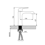 Смеситель для раковины 35к G1050 GAPPO литой, п/гайку, ЧЕРНЫЙ