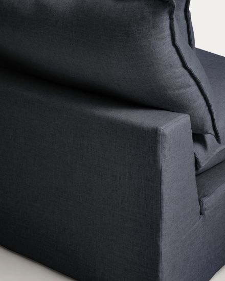 Модульный диван Anarela из темно-серого льна и вискозы с торцевым модулем и съемным чехлом, 270 см