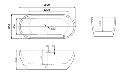 Акриловая ванна ARTMAX AM-218-1800-800