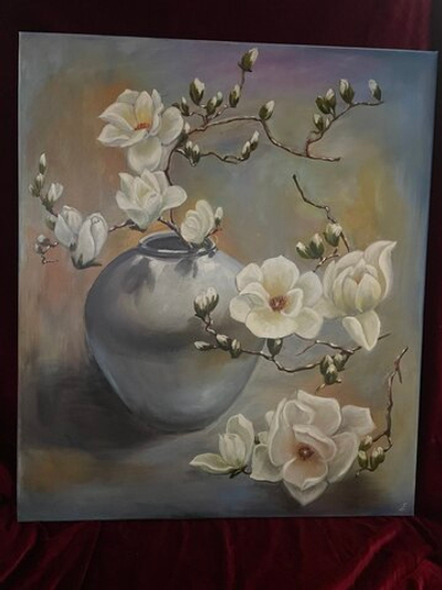 Картина «Белая магнолия» | Холст, масло 60х70 см | Художница Ефимова Ольга