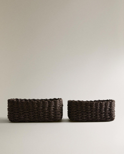 Zara Home Корзина из плетёной бумаги, цвет коричневый, 21 см