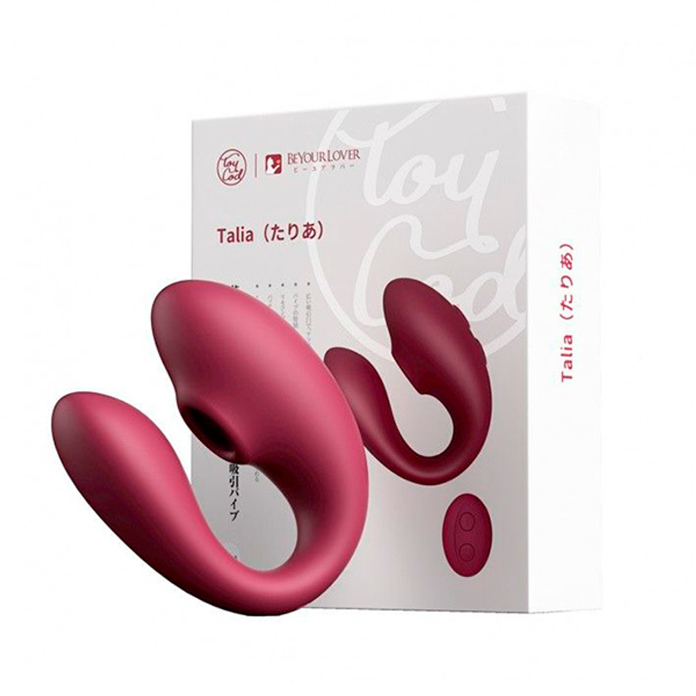 Бордовый вакуумный вибратор для пар с пультом ДУ BeYourLover Talia TX492A