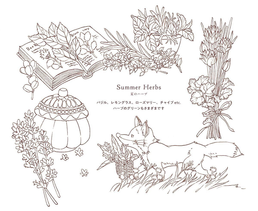 Seasonal Wreaths of plants and friends. Coloring Book