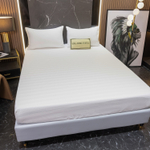 Простыня Страйп Сатин Однотонный Отель белый 100% хлопок на резинке 3x3 RR3CTH03718030