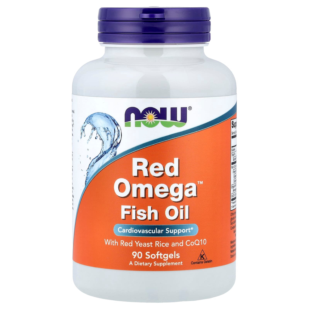 NOW Foods, рыбий жир Red Omega™ с красным ферментированным рисом и коэнзимом Q10, 90 капсул