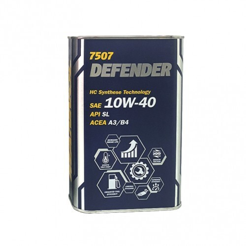 MANNOL 7507 Defender 10W-40 SL Масло моторное, 1л (метал.)