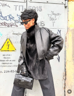 Бомбер из плетеной кожи