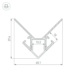 Профиль ARH-DECORE-S12-EXT-2000 ANOD внешний (Arlight, Алюминий) 023889