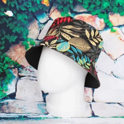 Панама «Summer-Листья» цвет черный, р58