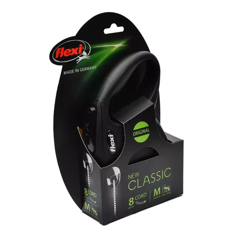 Поводок-рулетка Flexi New Classic M (до 20 кг) 8 м трос черная Поводок-рулетка Flexi New Classic M (до 20 кг) 8 м трос черная