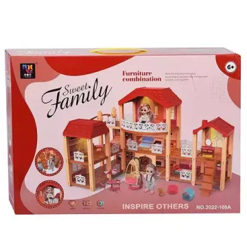 Кукольный дом " Sweet Family " 220-108А , куклы + мебель + подсветка