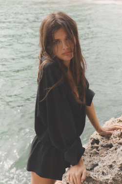 ZARA КОМБИНЕЗОН ИЗ ЛИОЦЕЛЛА, ЧЕРНЫЙ