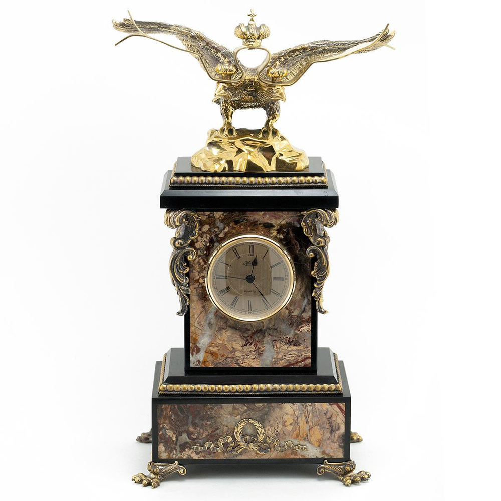Часы "Двуглавый орел" камень яшма R115012