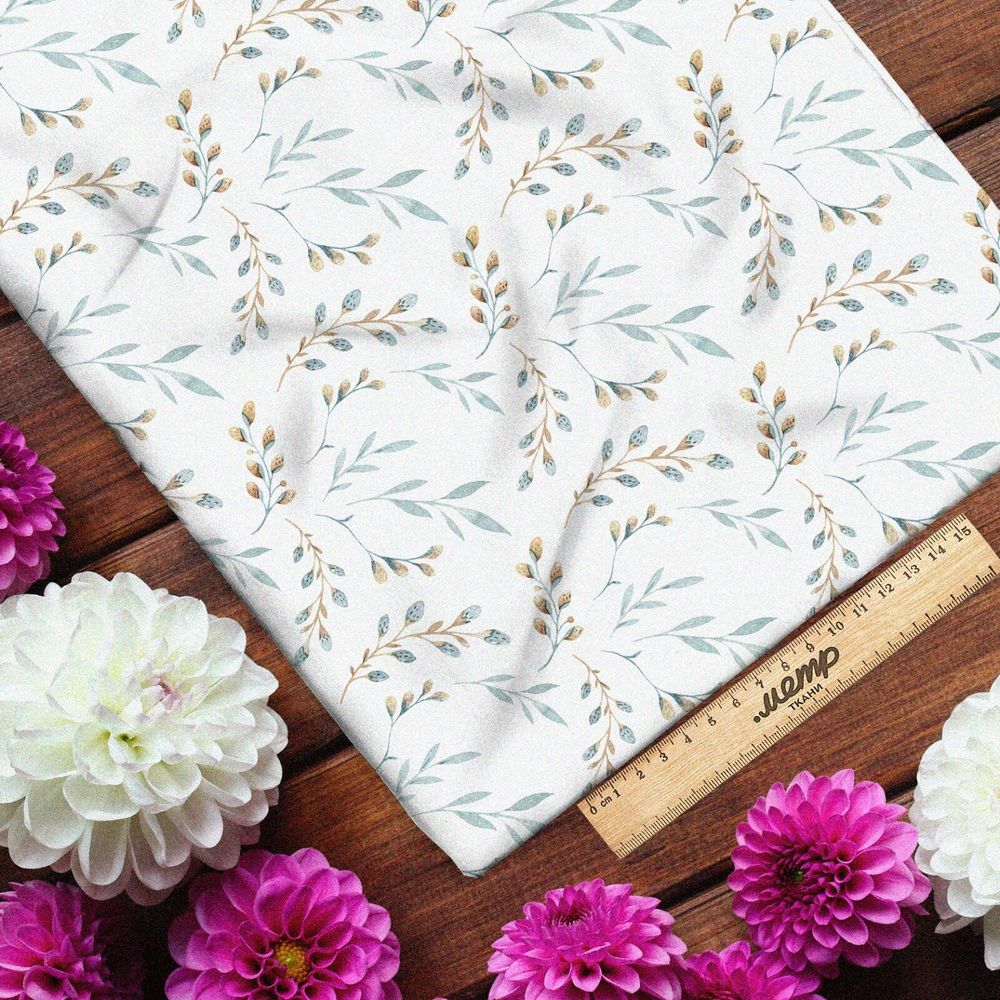 Ткань сатин легкая флористика