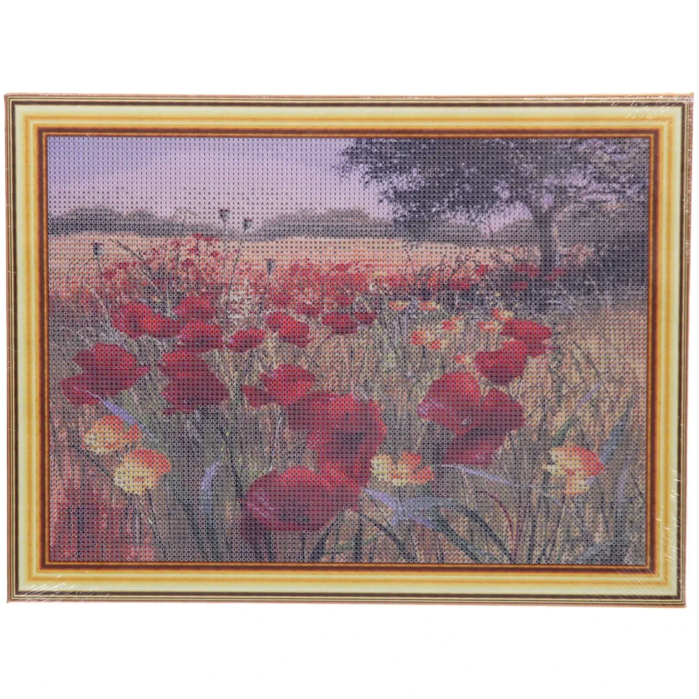 Алмазная мозаика на подрамнике с полным заполнением «МИР ЯРКИХ КРАСОК», поле с маками, 30*40см