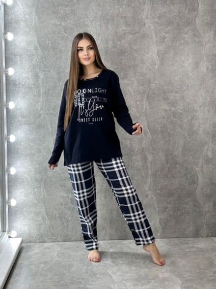 [m]Пижама женская штаны+футб д/р (фланель) П0008-6 норма