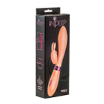 Бежевый вибратор 20,5см с клиторальным зайчиком Indeep Yonce Beige