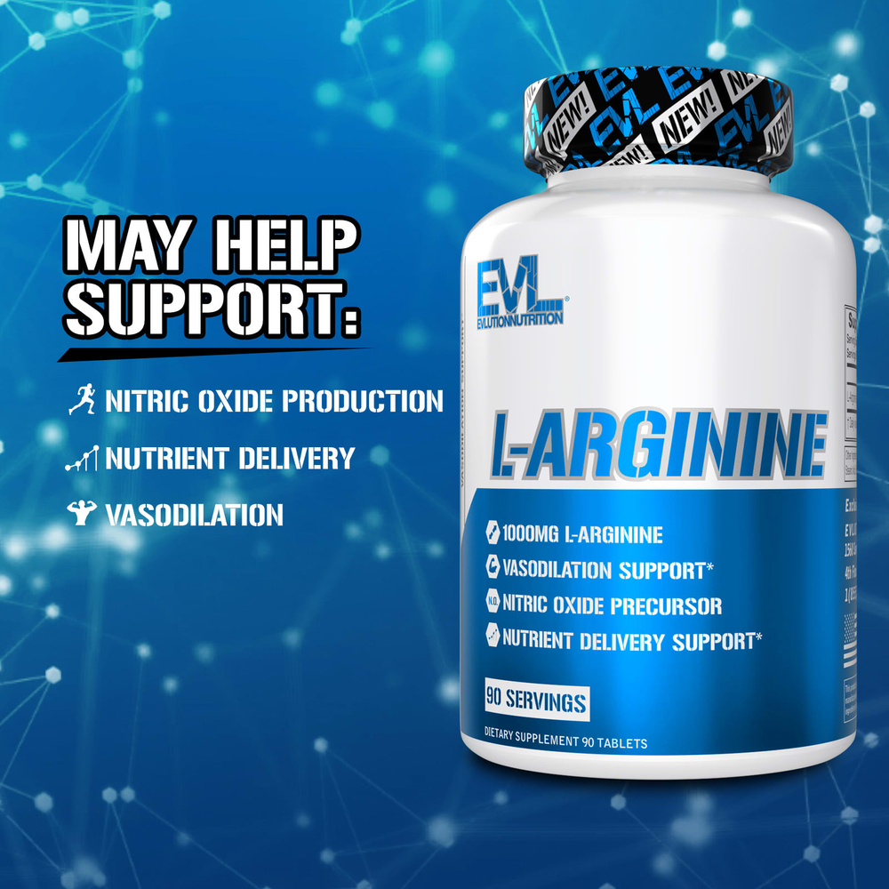 EVLution Nutrition, L-аргинин, 1 г, 90 таблеток