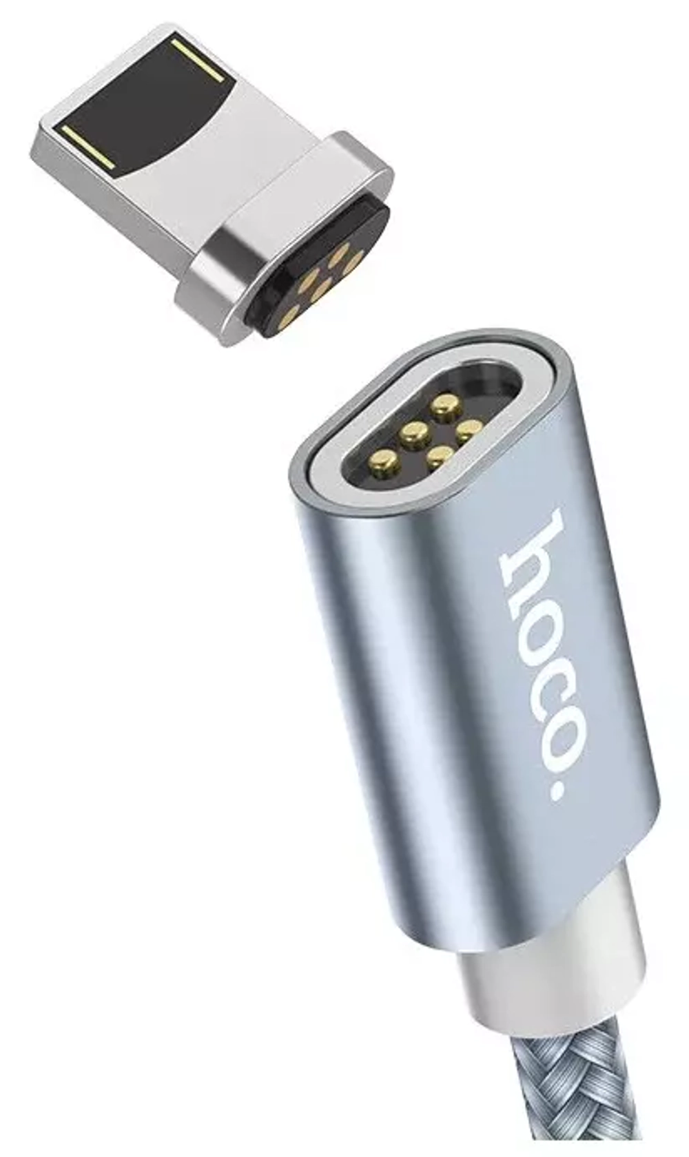 Кабель USB - Lightning (для iPhone) Hoco U40A (2A, магнитный, оплетка ткань) Серебро