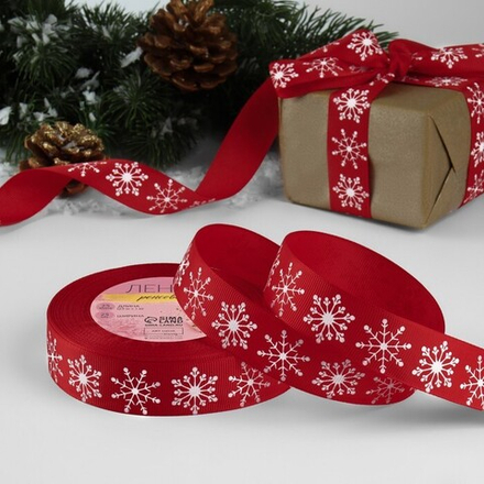 Репсовая лента новогодняя 25 мм