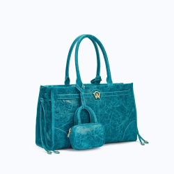 MANC КОЖАНАЯ СУМКА "ZOUZOU", БИРЮЗОВЫЙ