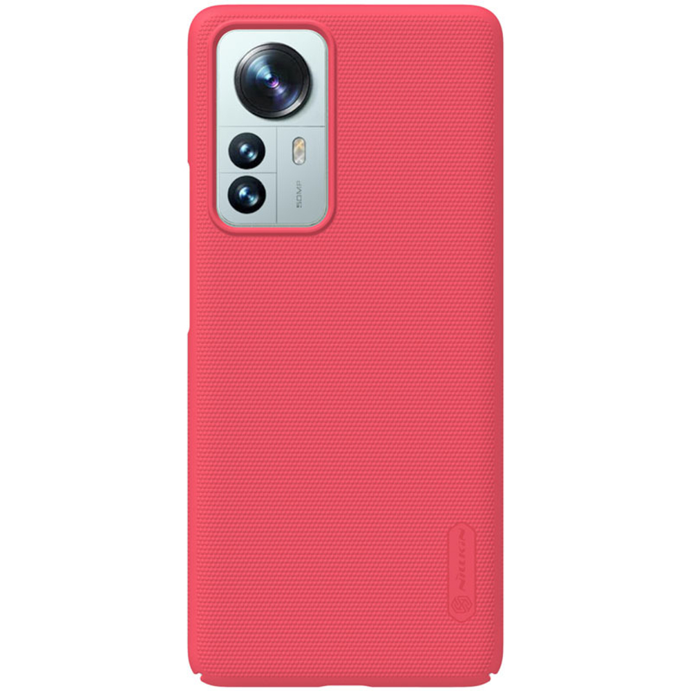 Тонкий жесткий чехол красного цвета для смартфона Xiaomi Mi 12 Pro и 12S Pro от Nillkin серия Super Frosted Shield