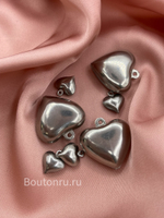 Подвеска/кулон металлический в форме сердца серебристый