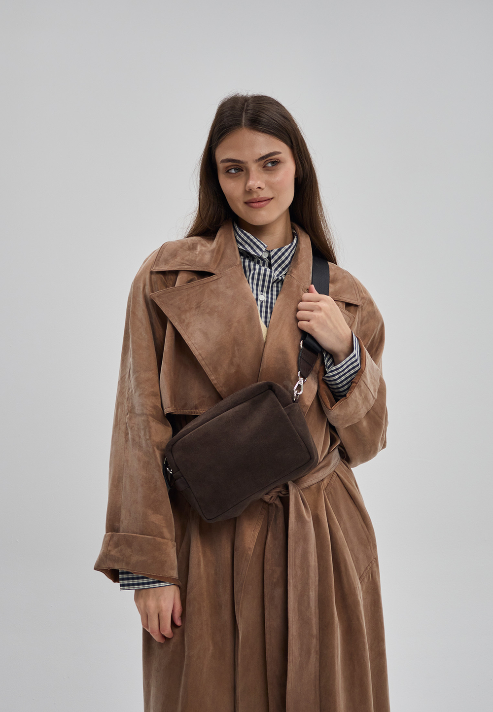 сумка прямоугольная шоколад замша