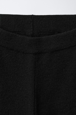 ZARA БРЮКИ С КОНТРАСТНЫМ ВОЛНИСТЫМ КРАЕМ, ЧЕРНЫЙ