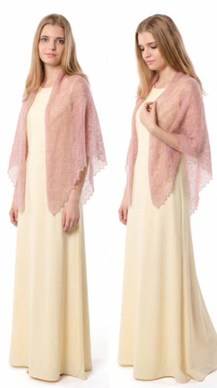 Оренбургский пуховый платок-паутинка А110-06 магнолия