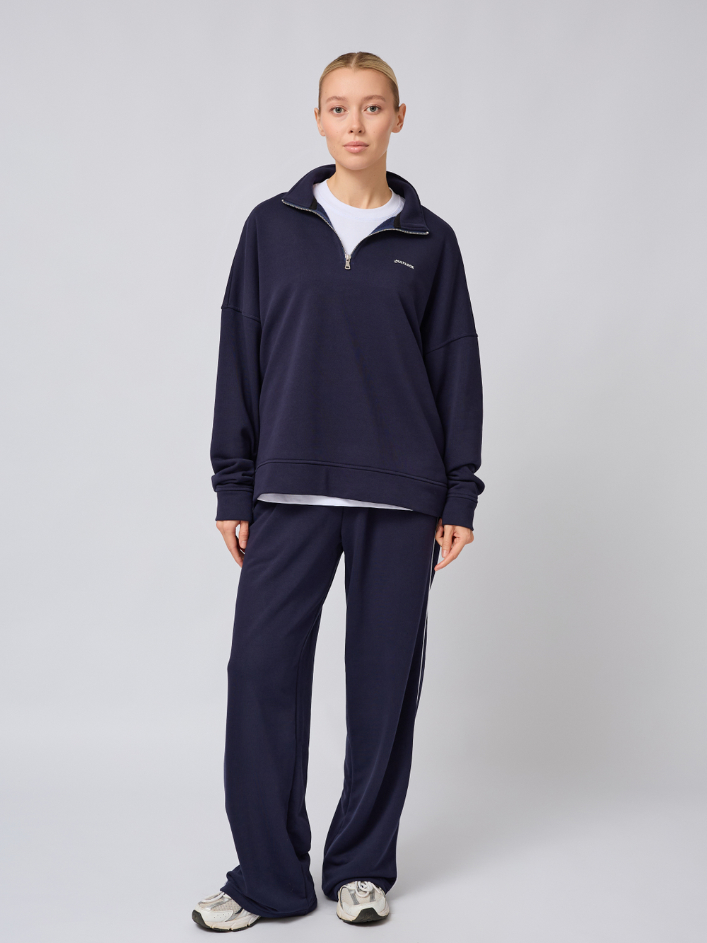 Штаны широкие с кантом из футера