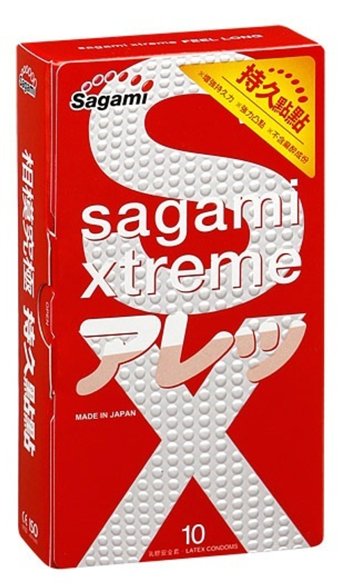 Sagami Xtreme Feel Long – утолщенные презервативы с точками, 10 шт