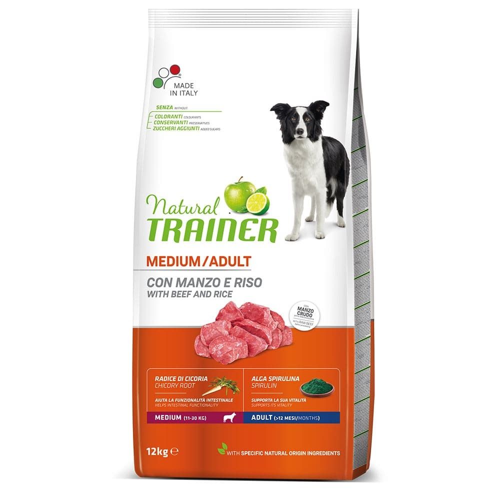 Сухой корм Trainer Natural Medium Adult  для взрослых собак средних пород с говядиной и рисом 12 кг