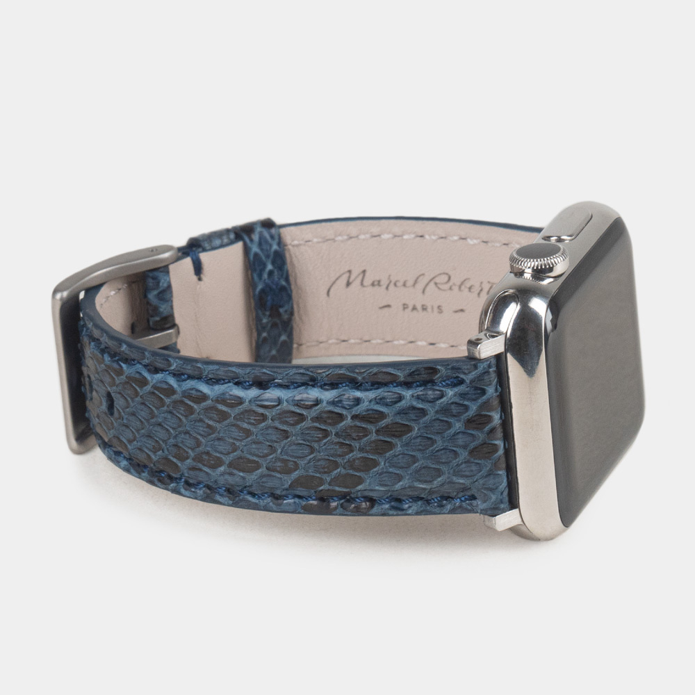 Ремешок для Apple Watch 40/41/42 mm из кожи питона, синего цвета