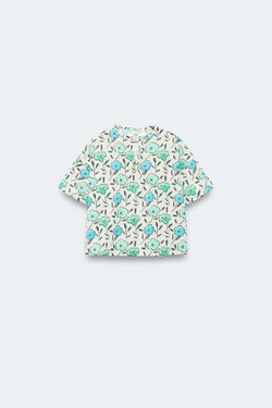 ZARA ФУТБОЛКА С ЦВЕТОЧНЫМ ПРИНТОМ - LIMITED EDITION, ЭКРЮ