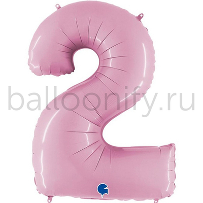 Шар ЦИФРА 2 Пастель Pink 40" 102 см