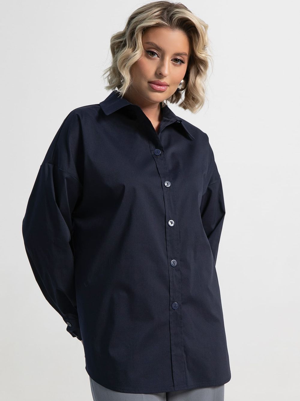 Рубашка хлопковая Рина (темно-синяя) Б15224-53М LT Collection