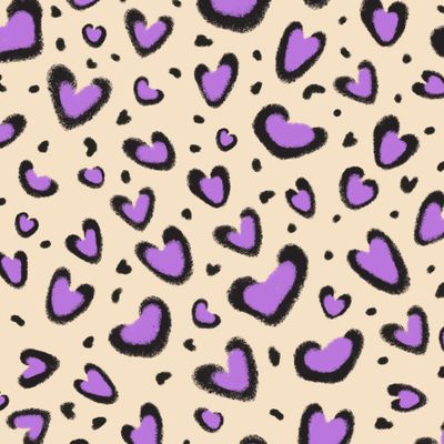 Леопардовые сердца / светло-желтый с фиолетовым