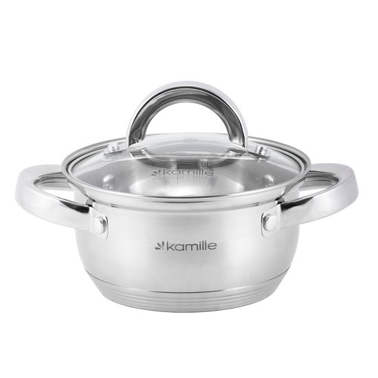 Набор кастрюль 8 предметов из нержавеющей стали Kamille KM-5637S (1,0 л; 1,8 л; 2,5 л; 3,8 л)