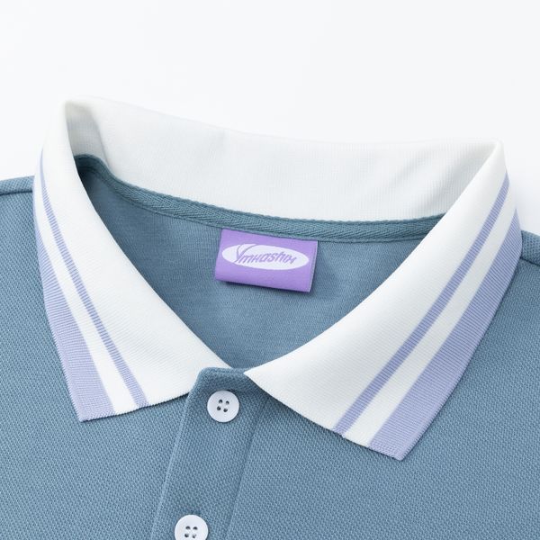 Поло серый/белый/фиолетовый - фото 4