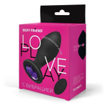 Черная вибровтулка с фиолетовым кристаллом и пультом ДУ - 8,5 см. (Цвет: фиолетовый)