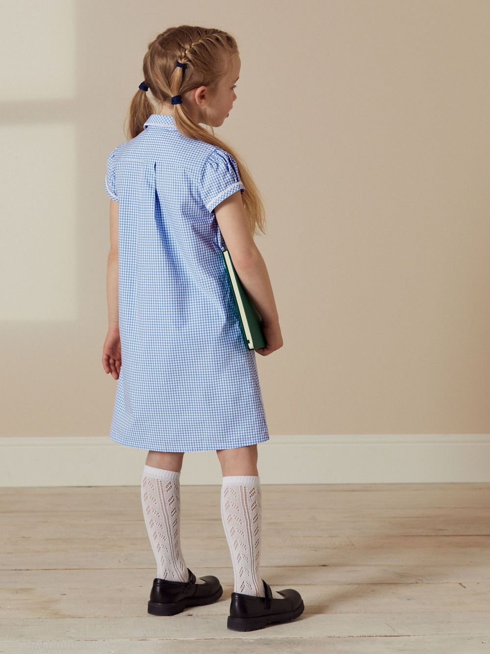 Платье школьное для девочки Next C19-763, Голубой, Белый