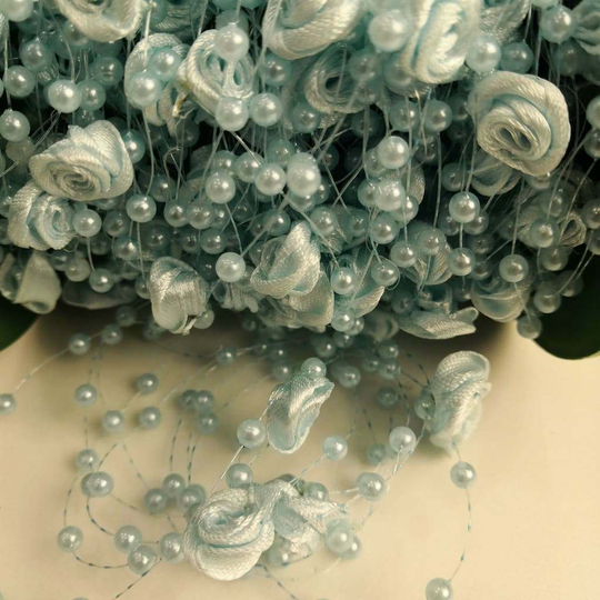 Бусы на леске с розочкой (Голубой)