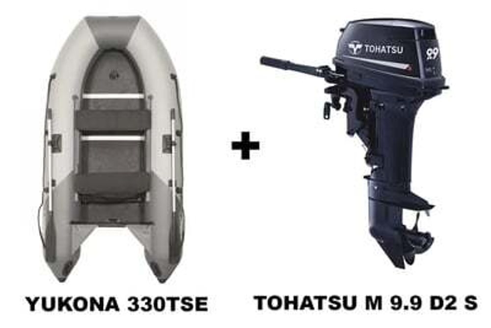 Лодка ПВХ YUKONA 330TSE ФАНЕРА + 2х-тактный лодочный мотор TOHATSU M 9.9 D2 S