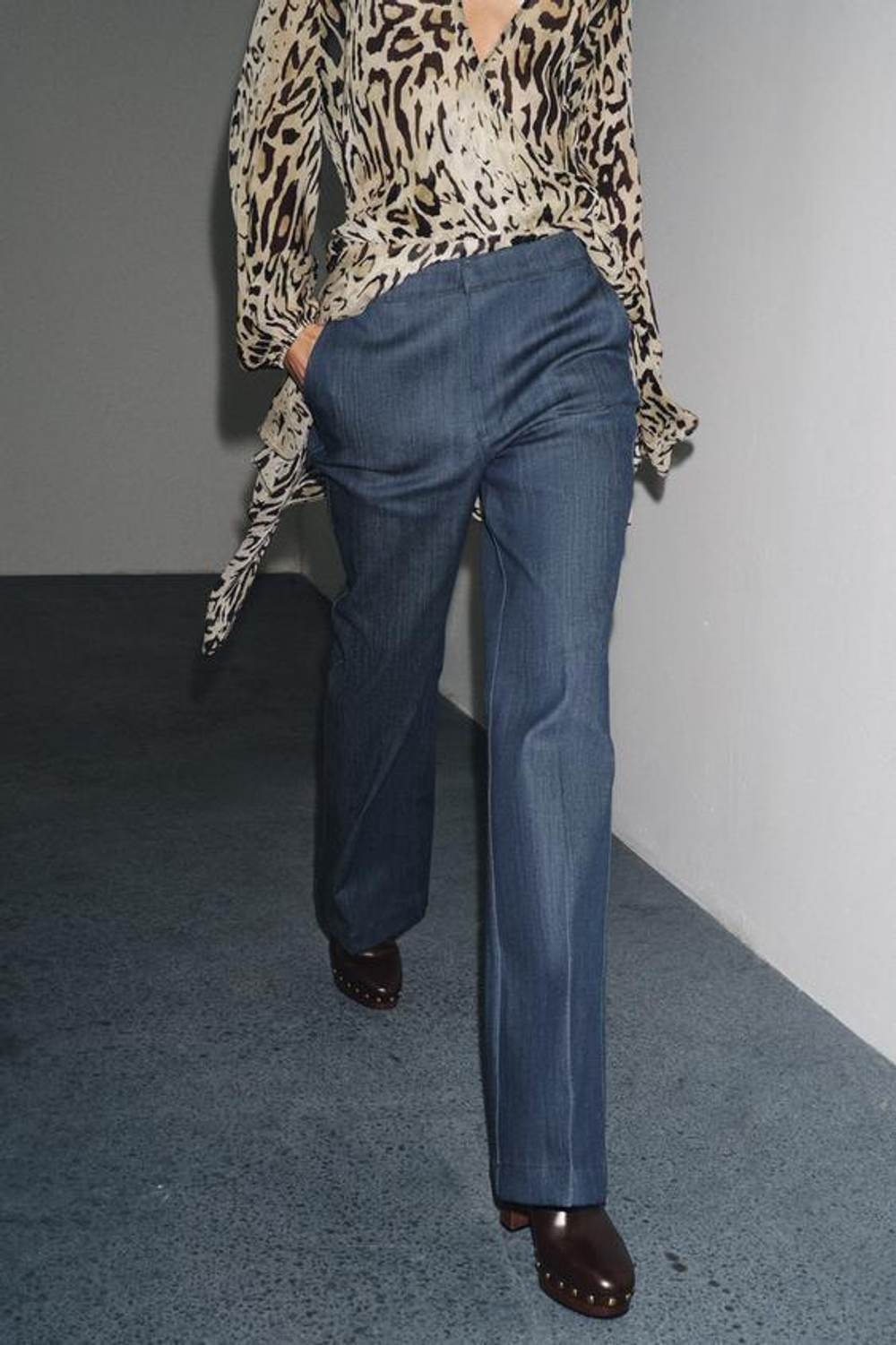 ZARA БРЮКИ В СТИЛЕ МИНИМАЛ — ZW COLLECTION, СИНИЙ