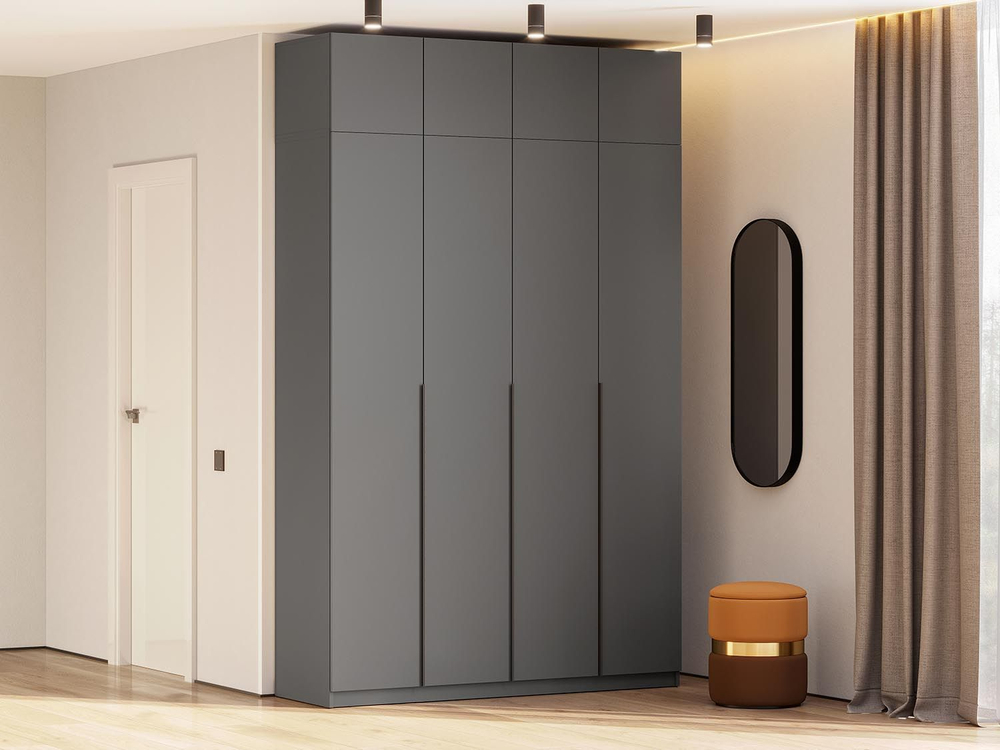 ШК 5 шкаф 1600 + антресоль + полки 1 комплект / Графит