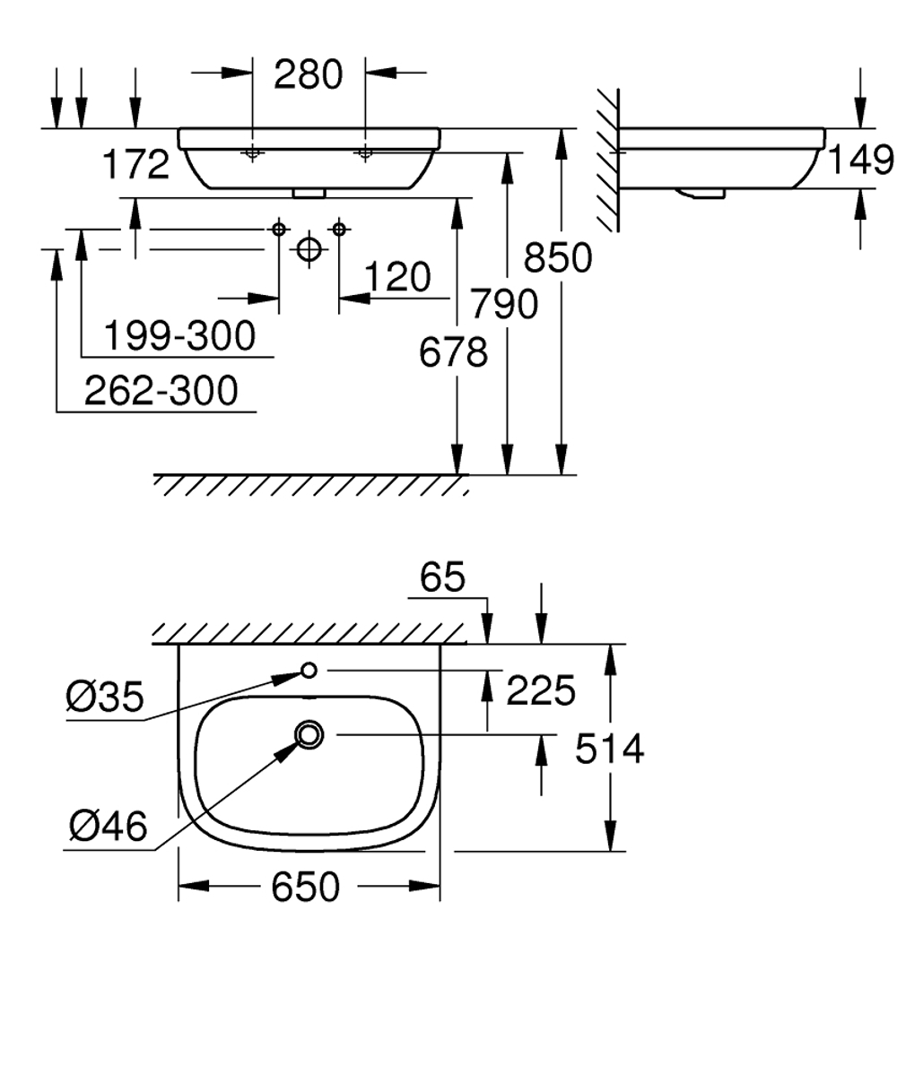 Раковина 65 Подвесная Grohe Euro Ceramic 39323000