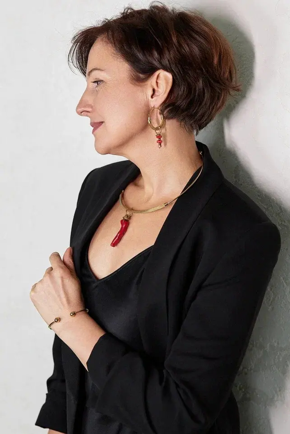 HMG 1324 G steel/Coral Серьги hoop арт.1090